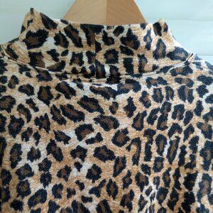 Leopard turtleneck long sleeve all cotton Jones New York